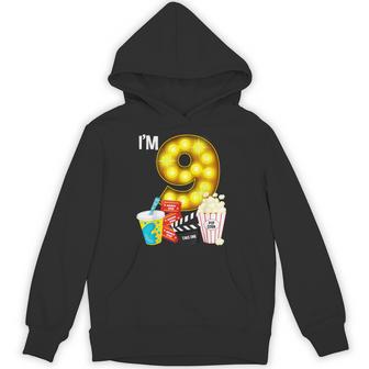 Movie Night Party 9th Birthday Movie Theme Kids Birthday Unisex Hoodie - Monsterry