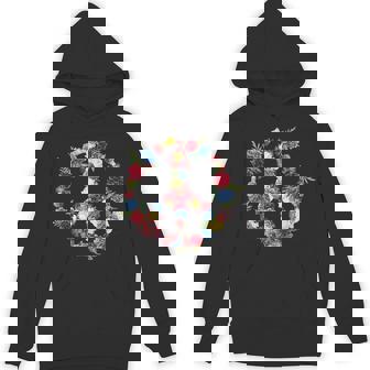 Peace Sign Flower Wreath Love And Kindness Botanical Hippie Unisex Hoodie - Monsterry
