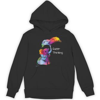 Queer Thinking Rainbow Gender Neutral Pride Androgyny Unisex Hoodie - Monsterry