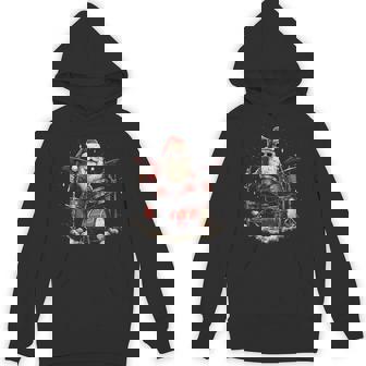 Rockstar Santa Playing Drums Rock N Roll Christmas Funny Unisex Hoodie - Monsterry