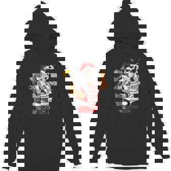 Santa Tattoo Retro Sunglasses Christmas Xmas Unisex Hoodie - Monsterry