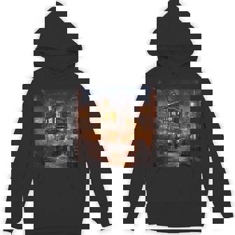 Victorian Christmas Pub Scene Charming Art Print Unisex Hoodie - Monsterry
