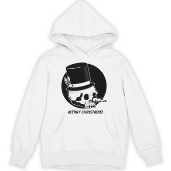 Creepy Christmas Skull Snowman Cute Scary Gift Holiday Premium Unisex Hoodie - Monsterry