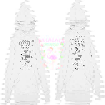 Fa La La La Mingo Christmas Pajamas Pink Flamingo Unisex Hoodie - Monsterry