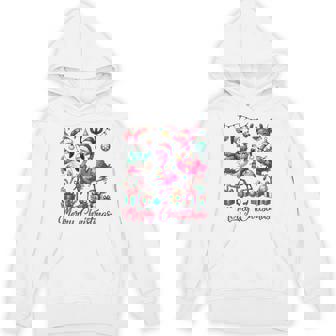 Merry Christmas Lights Flamingo Santa Hat Snow Xmas Pajamas Unisex Hoodie - Monsterry