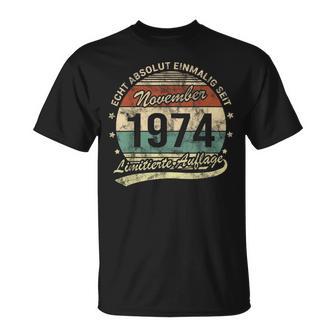 50Th Birthday Real Absolut Einmalig Seit November 1974 T-Shirt - Geschenkecke