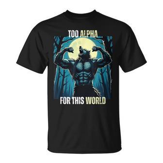 Alpha Male Wolf Grindset Sigma Male Werewolf Meme T-Shirt - Geschenkecke