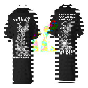 Autism Mom Autism Never Autistic Walk Alone Support Son T-Shirt - Monsterry