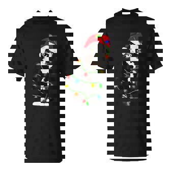 Cat Meow Santa Tuxie Christmas Tree Lights Cat Catmas T-Shirt - Monsterry