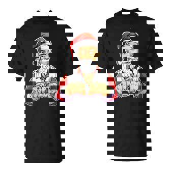 Christmas Santa With Tattoo Art T-Shirt - Monsterry