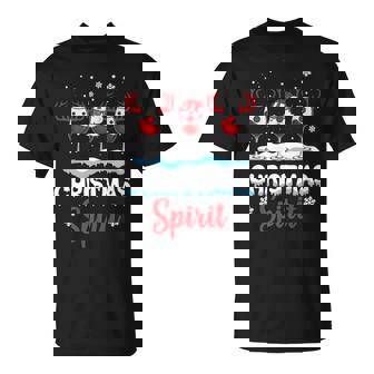 Christmas Spirit Wine Glasses Reindeer Santa Premium T-Shirt - Monsterry