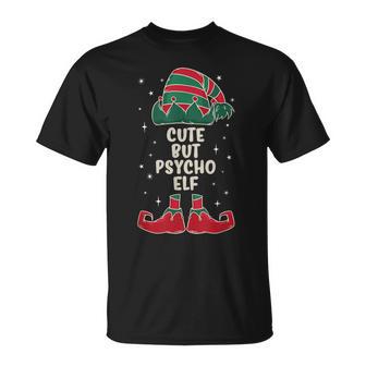 Cute But Psycho Elf Lustiges Elfenoutfit Für Elfenfans T-Shirt - Geschenkecke