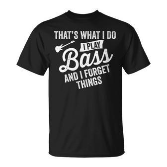 Damen Das Ist Was Ich Tue Ich Spiele Bass Undergesse Dinge Mit-Ausschnitt T-Shirt - Geschenkecke