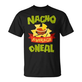 Damen Nacho Average Oneal Birthday Personalisierter Nachname Mit-Ausschnitt T-Shirt - Geschenkecke