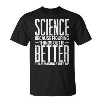 Damen Wissenschaft Weil Es Besser Ist Dinge Zu Finden Als Dinge Zu Erfinden Mit-Ausschnitt T-Shirt - Geschenkecke