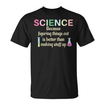 Damen Wissenschaft Weil Es Lehrer Lustig Und Cool Ist Dinge Herauszufinden Mit-Ausschnitt T-Shirt - Geschenkecke