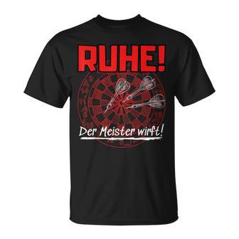 With Darts Quote Ruhe Der Meister Wirft T-Shirt - Geschenkecke