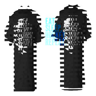 Eat Sleep Hockey Repeat Boys Hockey Player T-Shirt | Mazezy