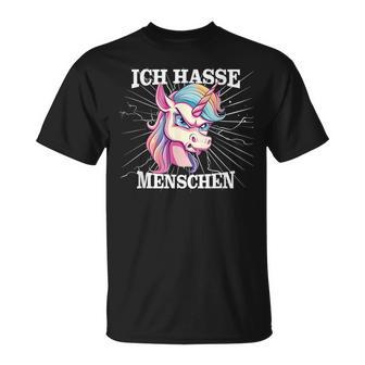 Unicorn Meme Based Ich Hasse Menschen T-Shirt - Geschenkecke