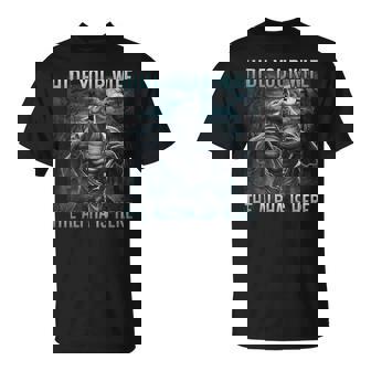 Hide Your Wife The Alpha Is Here Alpha Wolf Man T-Shirt | Mazezy