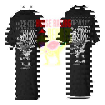 Horse Racing Rexmas TRex Dinosaur Christmas Holiday Horse T-Shirt - Monsterry