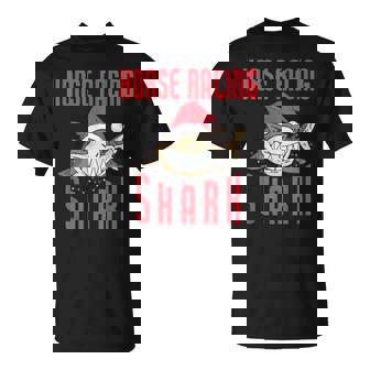 Horse Racing Shark Christmas Holiday Horse Racing T-Shirt - Monsterry