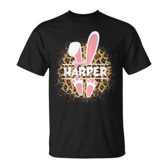 Kids Cute Leopard Plaid Easter Bunny Harper T-Shirt - Monsterry