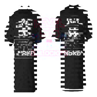 Level 55 Unlocked Gaming Addict 55th Birthday Viedo Gamer T-Shirt - Monsterry