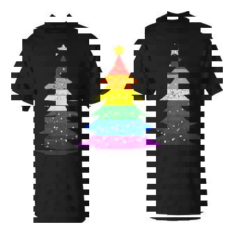 LGBTQ Pride Rainbow Flag Gay Christmas Tree X-Mas T-Shirt - Monsterry