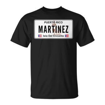 Martinez Last Name Puerto Rico License Plate T-Shirt - Geschenkecke