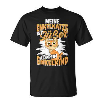 Meine Enkelkatze Ist Süßer Als Dein Enkelkind Katzen Oma Opa T-Shirt - Geschenkecke