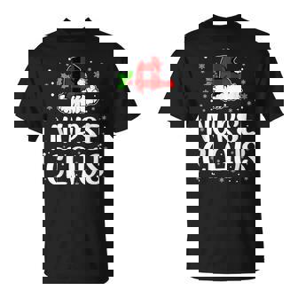 Nurse Claus Christmas Lights Red Plaid Family Matching T-Shirt - Monsterry