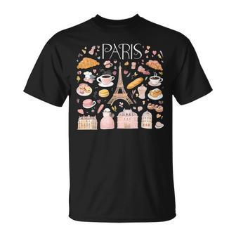 Paris France Souvenir Elegant Parisian Landmarks Aifel Tower T-Shirt - Geschenkecke