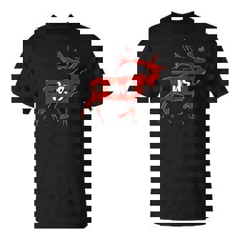 Red Plaid Mrs Buffalo Matching Married Wife Reindeer Bride T-Shirt - Monsterry