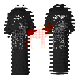 Reindeer Red Buffalo Plaid Matching Pajama Mrs DEER T-Shirt - Monsterry