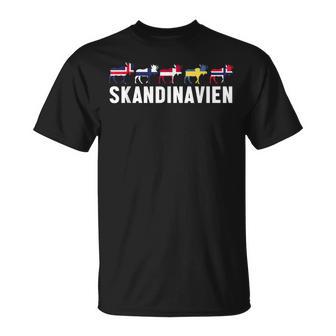 Scandinavia Sweden Norway Denmark Flags Elk Holiday T-Shirt - Geschenkecke