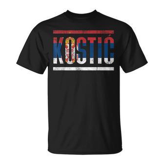 Serbian Last Name Kostic With The Flag Of Serbia T-Shirt - Geschenkecke