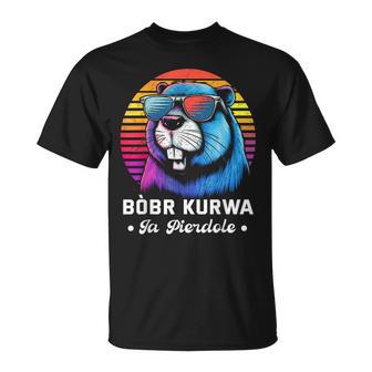 Synthwave Polish Bobr Meme Bober Kurwa Ja Pierdole Bòbr T-Shirt - Geschenkecke