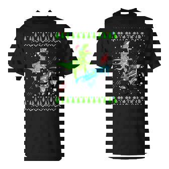 T Rex Monster Trucks Boys Men Santa Saurus Christmas Sweater T-Shirt - Monsterry
