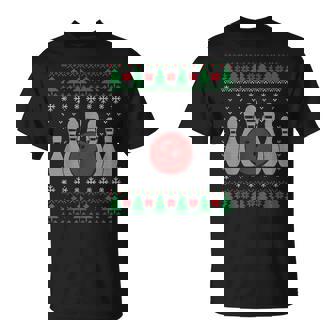 Ugly Bowling Sweater Christmas Bowling Player Bowling Ball T-Shirt - Monsterry
