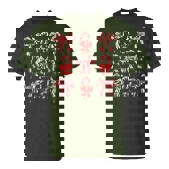 Candy Cane Christmas Coquette Holiday Christmas Women T-Shirt - Thegiftio