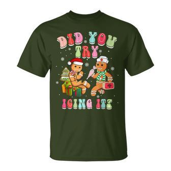 Christmas School Nurse Xmas Did You Try Icing It Gingerbread T-Shirt - Thegiftio UK