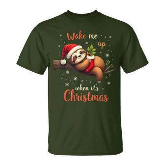 Cute Christmas Fautier Wake Me Up When Christmas T-Shirt - Geschenkecke