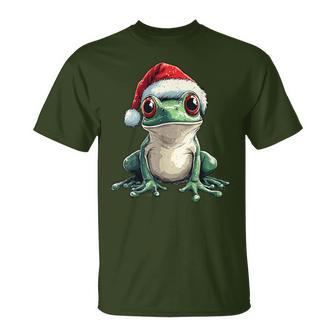Xmas Frog Lovers Pajama Frog Santa Hat Christmas T-Shirt - Thegiftio UK