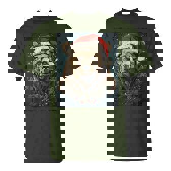 Grizzly Bear Christmas T-Shirt - Monsterry
