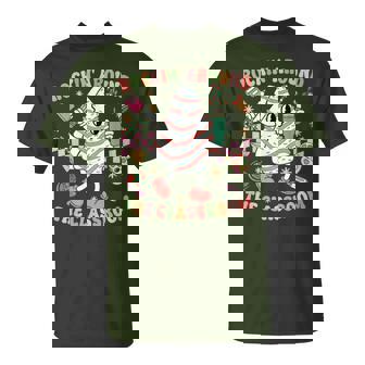 Groovy Rocking Around Classroom Teacher Christmas Tree Cake T-Shirt - Thegiftio