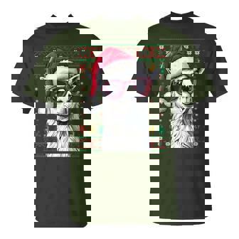 Llama Santa Hat Ugly Christmas Holiday Llama Lover T-Shirt | Mazezy