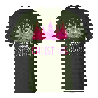 Merry And Bright Pink Christmas Tree Pink Christmas Tree T-Shirt - Thegiftio UK