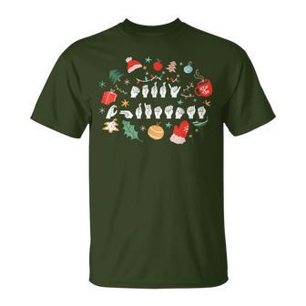 Merry Christmas American Sign Language Asl Deaf Xmas T-Shirt - Monsterry