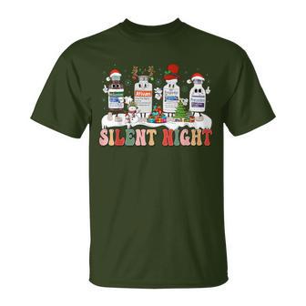 Retro Silent Night Icu Nurse Christmas T-Shirt - Thegiftio UK